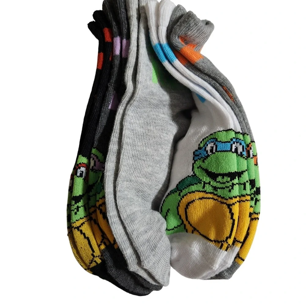 Teenage Mutant Ninja Turtles Socks 5 Pairs‎ Mid-Crew Shoe Size 7 1/2-8 1/2 Kids
